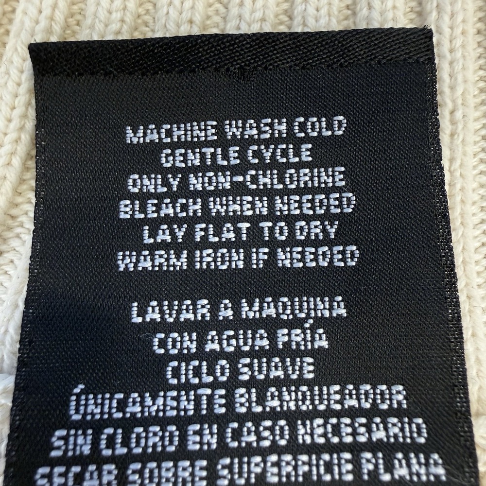 Polo Ralph Lauren Ribbed Quarter-Zip Pullover Men's Size M Ivory Navy Mock Neck - Picture 10 of 10